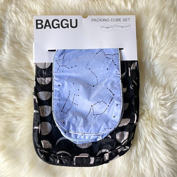 NWT Baggu Packing Cube Set - Night Sky (Moon, Constellation Sky Blue) - Picture 4 of 9